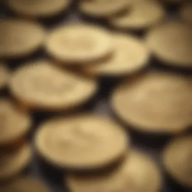 Close-up of various gold coins showcasing different designs and weights