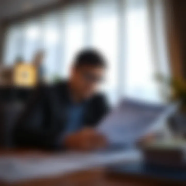 A person analyzing personal finance documents with a laptop