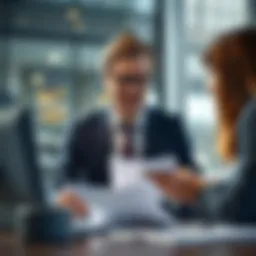 A professional reviewing financial documents with a client