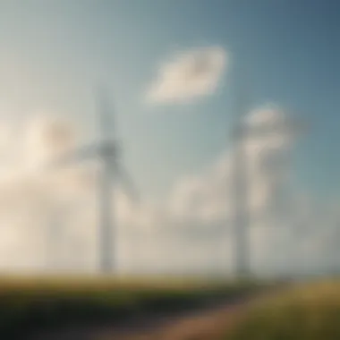 Wind turbines generating clean energy.