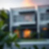 A modern townhouse showcasing sleek architecture.