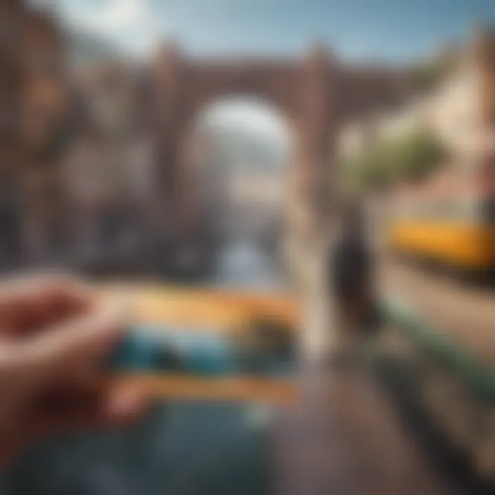 A stunning view of a travel destination with the Explorer Card in focus.