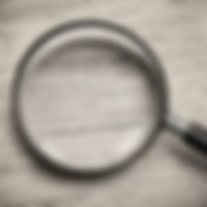 A magnifying glass over a document symbolizing scrutiny and detail.