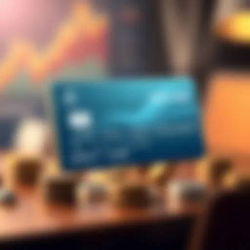 Conceptual illustration of a reloadable debit card with digital elements