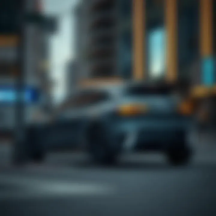 Futuristic electric vehicle on a city street