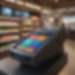 A modern retail POS terminal showcasing user interface.