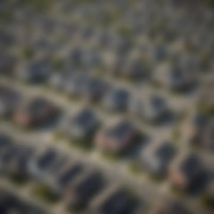 An aerial view of bank-owned properties in a suburban neighborhood