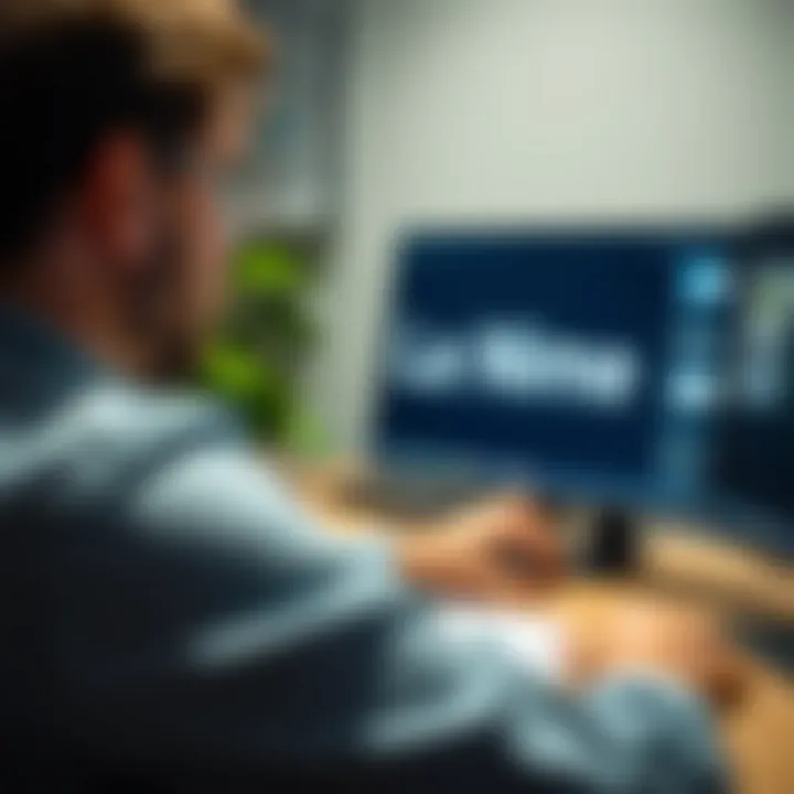 A person examining a brand name on a computer