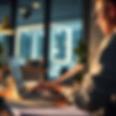 Analyzing Lender Reviews Online A person analyzing lender reviews on a laptop