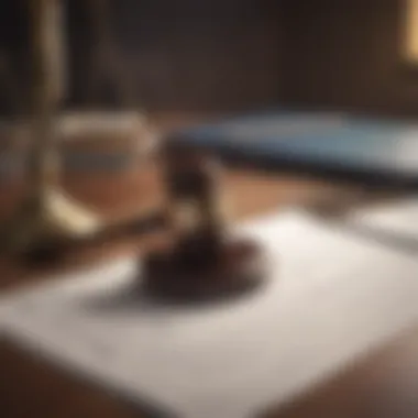 Legal documents and a gavel on a desk