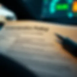 A detailed view of a car insurance policy document with highlighted sections