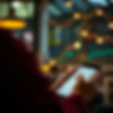 User Engagement with Financial Planning App User engaging with financial planning application on a device