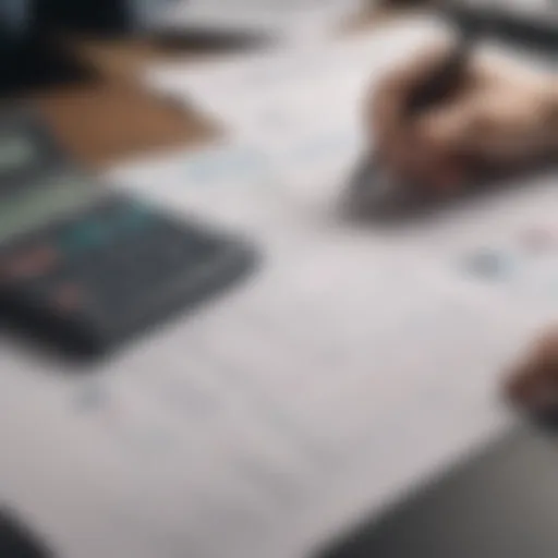 A person analyzing financial documents with a calculator