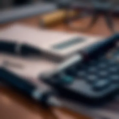 Pen and calculator for tax preparation