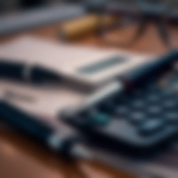 Pen and calculator for tax preparation