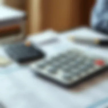 A calculator on a financial document representing calculations for refinancing