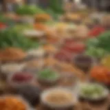 A vibrant assortment of plant-based food products showcasing diversity in options.