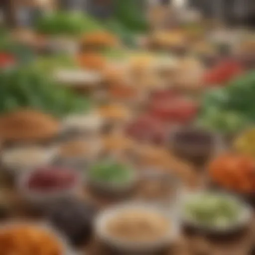 A vibrant assortment of plant-based food products showcasing diversity in options.