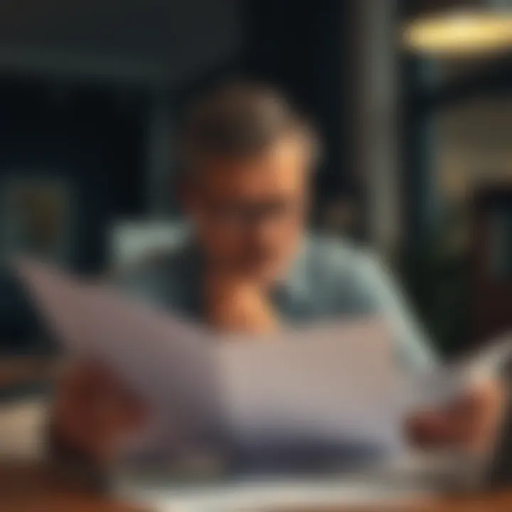 A thoughtful individual reviewing financial documents