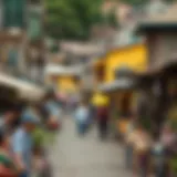A vibrant neighborhood showcasing diverse cultural elements