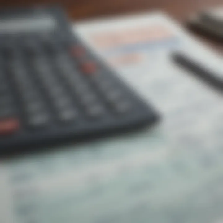 Calculator and documents representing financial calculations