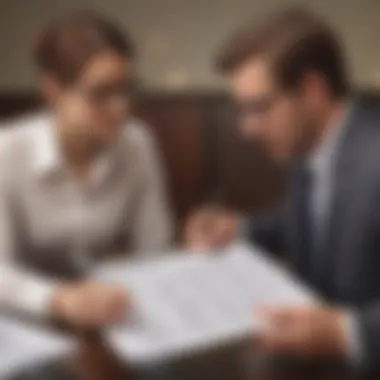 Consultation on Financial Records A financial advisor discussing bank statements with a client