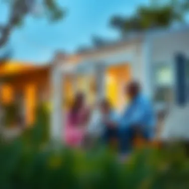 A family enjoying life in their mobile home, showcasing community living