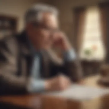 Contemplating Retirement Choices A thoughtful individual contemplating retirement decisions