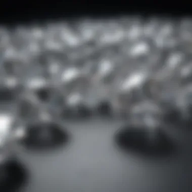 Display of diamonds of varying carat weights