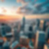 Aerial view of a bustling city skyline showcasing various real estate developments