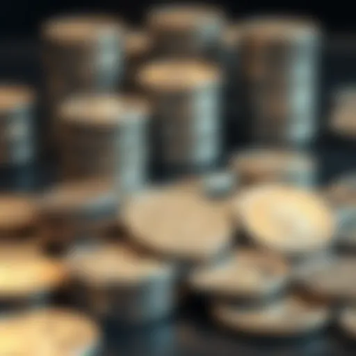 Prestigious Silver Coins Collection An array of prestigious silver coins displayed elegantly
